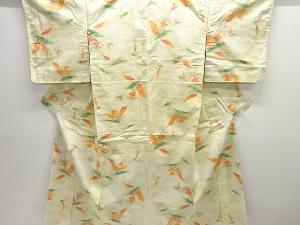 桔梗模様織出し手織り紬着物